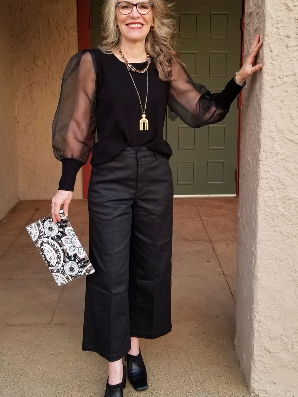 Dear John Black Wide-Leg Crop Pants